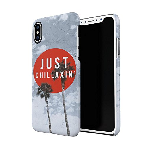 Just Chillaxin Under The Tropic Palms Beach Aloha Hawaii Funny Quote Hard Thin Plastic Phone Case Cover For iPhone X, iPhone XS
