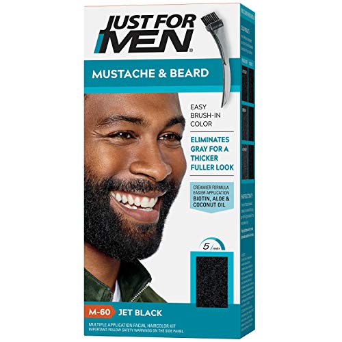 Just for Men Brush Gel de Color para Bigote, Barba & Patillas, Negro Intenso, M-60, 1 paquete