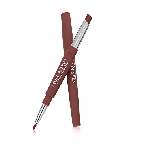 JUTOO 14 color doble cabezal multifunción delineador de labios lápiz labial brillo de labiosMISS ROSE Doble final Perfilador de labios Duradero Perfilador de labios Perfilador de lápiz Lápiz 14 Color