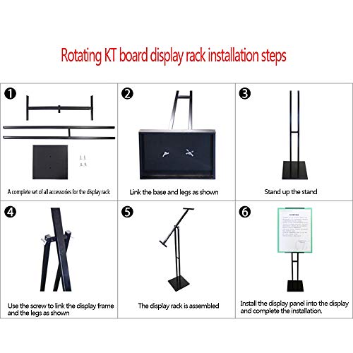 JX-PEP Cartelera, Acero Inoxidable, Placa de la Pantalla de visualización Soporte de chasis del Cartel Giratorio KT Bordo X Pantalla del Bastidor Soporte de licencias Plataforma de Publicidad,Negro