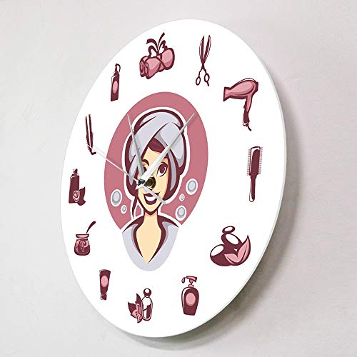 JXWH Peluquería y Equipo de salón de SPA no Marque Reloj de Pared de acrílico decoración de salón de Belleza diseño de Cuidado del Cabello Reloj de Pared