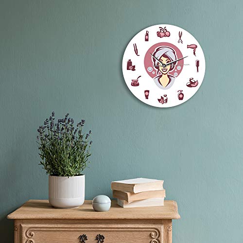 JXWH Peluquería y Equipo de salón de SPA no Marque Reloj de Pared de acrílico decoración de salón de Belleza diseño de Cuidado del Cabello Reloj de Pared