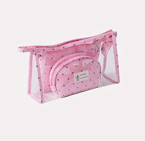 jymj Moda coreana bolsa de maquillaje de viaje de PVC transparente bolsa de lavado bolso madre tres piezas Set almacenamiento cosmético bolsa Color marino