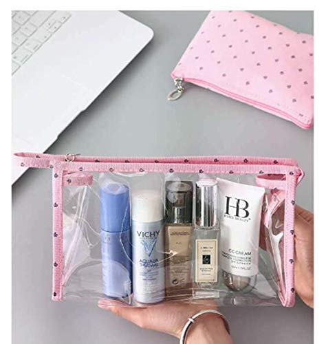 jymj Moda coreana bolsa de maquillaje de viaje de PVC transparente bolsa de lavado bolso madre tres piezas Set almacenamiento cosmético bolsa Color marino