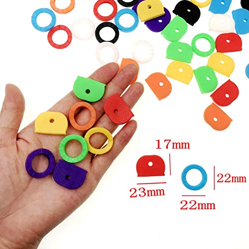 JZK Set 64 x Multicolores Cubiertas Llaves Fundas Goma Flexibles Cubre Llaves Anillos codificación identificador para Teclas codificar