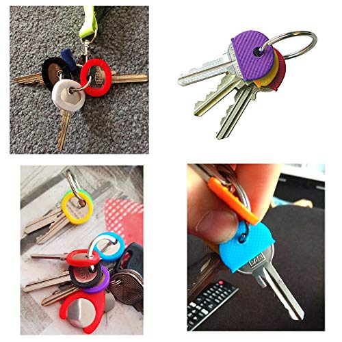 JZK Set 64 x Multicolores Cubiertas Llaves Fundas Goma Flexibles Cubre Llaves Anillos codificación identificador para Teclas codificar
