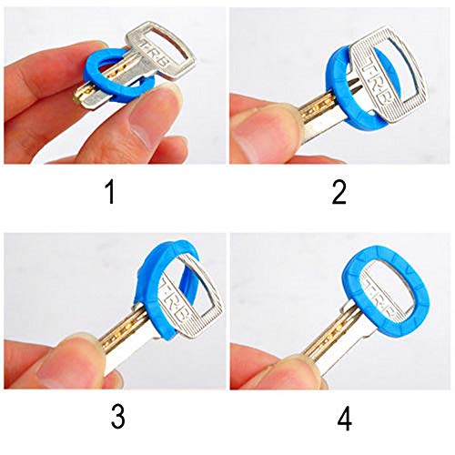 JZK Set 64 x Multicolores Cubiertas Llaves Fundas Goma Flexibles Cubre Llaves Anillos codificación identificador para Teclas codificar