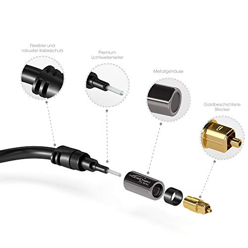 KabelDirekt 16 PRO Series - Cable Óptico TOSLINK Audio (Stereo Dolby Digital normal, DTS, Conector TOSLINK Macho a Conector TOSLINK Macho), Negro, 3 m