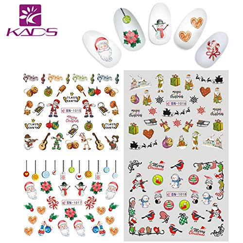 KADS Pegatina Uñas Festival Navidad Uñas Decal para DIY Uñas Artes Pegatina Uñas al Agua para Uñas Herramiento para Decoración (estilo de navidad 3)