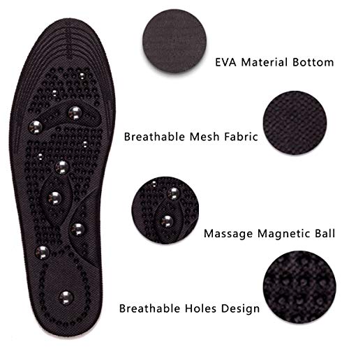 Kalak Plantillas de masaje magnético Puntos de acupuntura Zapatillas de masaje Cojines transpirables Olor de pies Ortesis de calzado ortopédicas (Tamaño de las mujeres EUR 35-41)