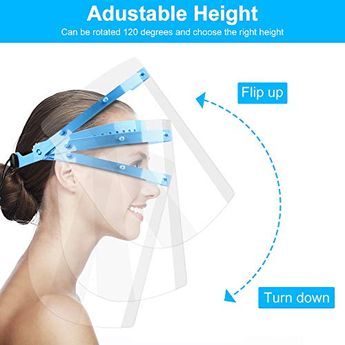 KALAOK Visera Protectora, Pantalla Protección Facial Transparente, Pantalla Protectora Cara, Visera De Seguridad, Protector Facial De Plástico Transparente Ligero (1 Marcos + 5 Películas)