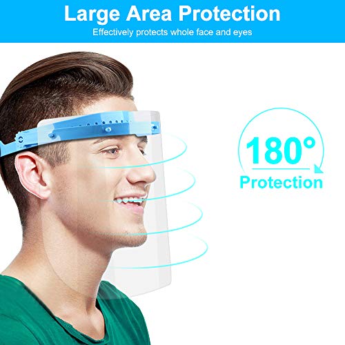 KALAOK Visera Protectora, Pantalla Protección Facial Transparente, Pantalla Protectora Cara, Visera De Seguridad, Protector Facial De Plástico Transparente Ligero (1 Marcos + 5 Películas)