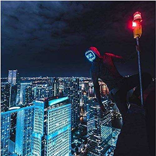 Kaliwa LED Máscaras Halloween, Halloween Mascaras, Craneo Esqueleto Mascaras, para Navidad /Halloween /Cosplay /Grimace Festival /Fiesta Show /Mascarada, Alimentado por batería (no Incluido) (Azul)