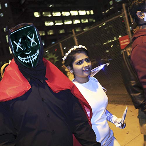 Kaliwa LED Máscaras Halloween, Halloween Mascaras, Craneo Esqueleto Mascaras, para Navidad /Halloween /Cosplay /Grimace Festival /Fiesta Show /Mascarada, Alimentado por batería (no Incluido) (Azul)