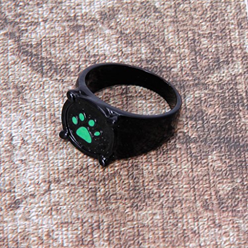 Kalttoy Miraculous Ladybug Cat Noir - Anillo para cosplay, diseño de gato con huellas verdes