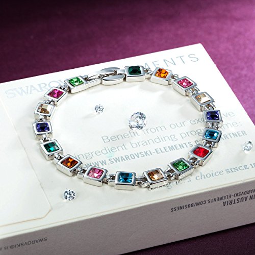 Kami Idea Regalos Dia de la Madre Pulseras Mujer Tenis Tous Mujer Joyeria Color del Arco Iris Swarovski Cristal Regalos para Mujer Mama Regalo Cumpleaños Pulseras de Amistad