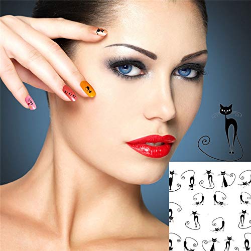 Kanggest. 3Pcs Gato Pegatinas de Uñas Moda Pegatinas de Uñas Francesas de Blanco Línea de Manicura Calcomanías Uña Falsa Arte de DIY Accesorios para Uso Profesional o Hogar