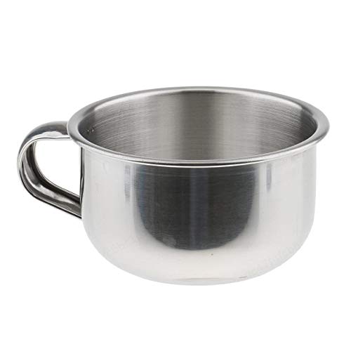 KANGIRU 8cm Metal Barber Shine Beard Jabón Taza Afeitado Tazones de jabón Cepillo de Afeitar de Acero Inoxidable para Hombres Taza Tazón