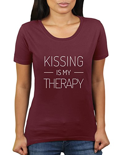 KaterLikoli Kissing is My Therapy - Camiseta para mujer granate M