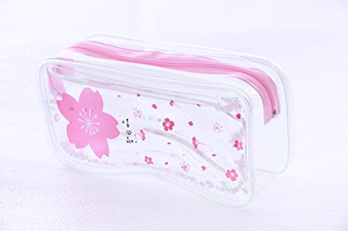 Kawaii LB-2008-1 Rosa Liquid Glitter Glitzer Japón Sakura flores cerezo transparente Pastel Schlampermäppchen Etui cosméticos bolsa Kawaii