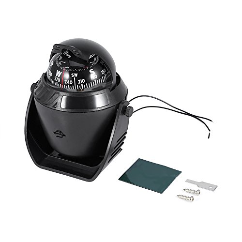 Keenso Boat Compass LED de Alta precisión Brújula pivotante Brújula Navegación Brújula electrónica Brújula de Barco Soporte de Tablero para Barco Marino Barco