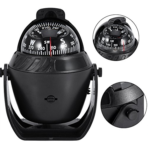 Keenso Boat Compass LED de Alta precisión Brújula pivotante Brújula Navegación Brújula electrónica Brújula de Barco Soporte de Tablero para Barco Marino Barco