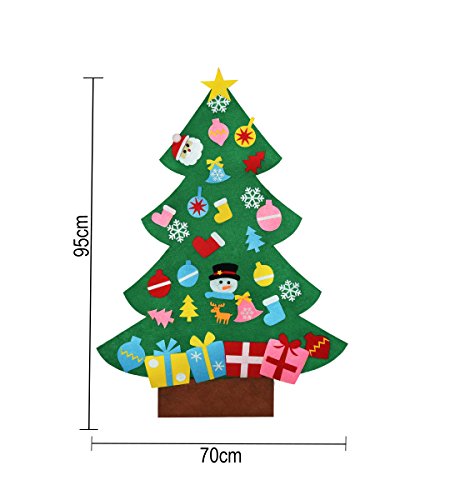 KEFAN Conjunto de árbol de Navidad de Fieltro, 0,9 m de Alto, para Colocar en Pared, con Adornos, Regalo navideño para niños, Manualidades para Decorar (A)