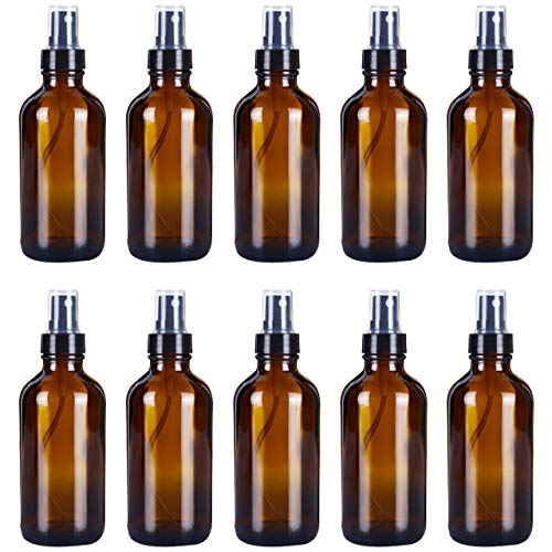 Keilafu Botella de Vidrio ámbar, pulverizador Colonia, Botellas atomizadoras de Niebla Fina vacías de Color ámbar de 50 ml, Botella de Spray de Vidrio de 10 Piezas para Limpieza, Perfume, cosmética