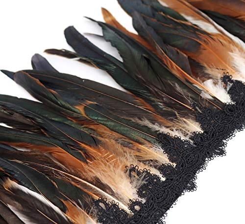 Keland - Bufanda para mujer, diseño de plumas naturales, color marrón