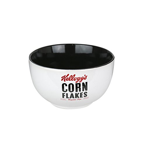 Kellogg's KG30551 - Cuenco cereales Corn Flakes, cerámica, blanco y negro, 14 x 14 x 8 cm