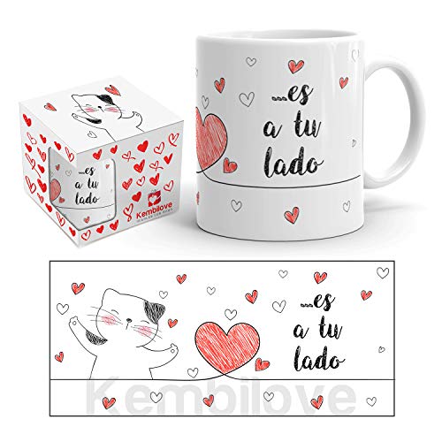 Kembilove Pack de 2 Tazas Parejas - Tazas de Regalo Mi Lugar Favorito es a tu Lado para Parejas, San Valentin, Aniversarios - Regalo Original Tazas para Novios y Novias San Valentín