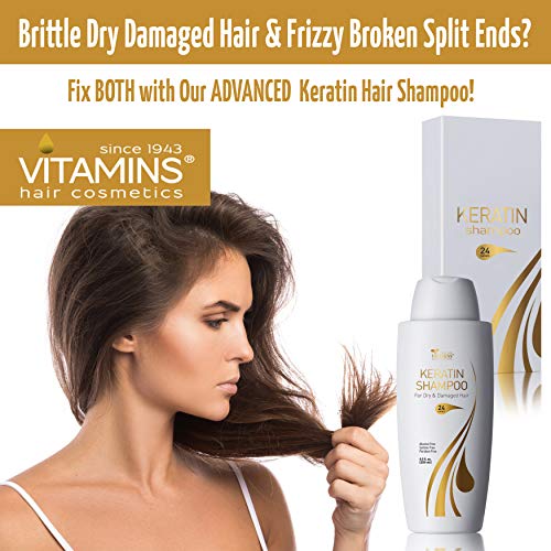 Keratin Protein Hair Care Shampoo - Exclusive Keratin & Moroccan Argan Oils Complex Sulfate & Paraben Free - Deeply Cleanses, Nourishes and Revives Dry and Damaged Hair by H.Y. Vitamins
