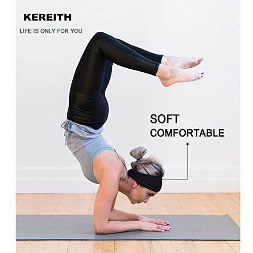 KEREITH 3 unidades de diadema deportiva para mujer, banda para el sudor, para ciclismo, correr, caminar, hombres y niñas, Talla única, wide headband in grey and black 3pack