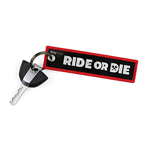 Keytails - Llaveros de alta calidad para motocicletas, scooters, ATV, UTV. Con el texto en inglés “Ride Or Die”.