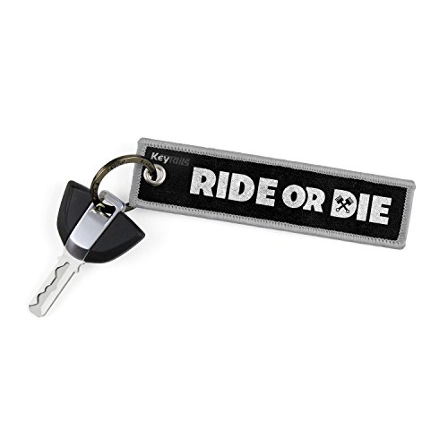 Keytails - Llaveros de alta calidad para motocicletas, scooters, ATV, UTV. Con el texto en inglés “Ride Or Die”.
