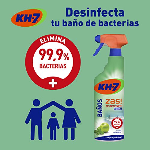 KH-7 Limpiador Baños y Desinfectante - Desinfección sin lejía - Aroma a manzana y hierbabuena - 4 Recipiente de 750 ml