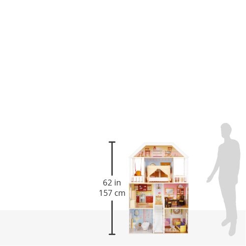 KidKraft- Savannah Casa de muñecas de madera con muebles y accesorios incluidos, 4 pisos, para muñecas de 30 cm , Color Blanco (65023)