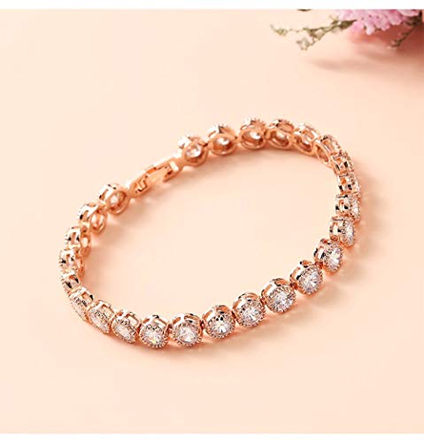 Kim Johanson AVA - Pulsera de Acero Inoxidable para Mujer con circonitas cúbicas engastadas en Oro Rosa, Incluye Bolsa de Regalo