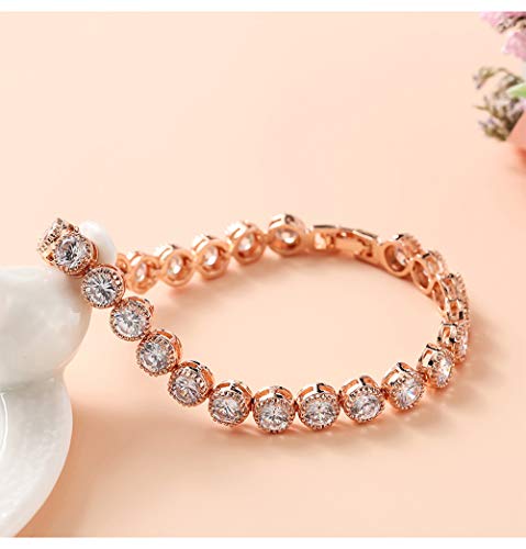 Kim Johanson AVA - Pulsera de Acero Inoxidable para Mujer con circonitas cúbicas engastadas en Oro Rosa, Incluye Bolsa de Regalo