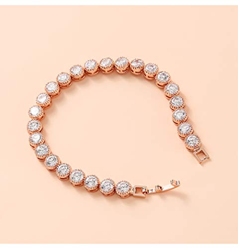 Kim Johanson AVA - Pulsera de Acero Inoxidable para Mujer con circonitas cúbicas engastadas en Oro Rosa, Incluye Bolsa de Regalo