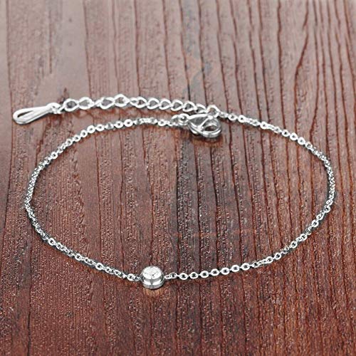 Kim Johanson - Tobillera de acero inoxidable para mujer, diseño con texto "Love", en plata con circonitas y un cierre de mosquetón fuerte, incluye bolsa de regalo