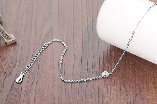 Kim Johanson - Tobillera de acero inoxidable para mujer, diseño con texto "Love", en plata con circonitas y un cierre de mosquetón fuerte, incluye bolsa de regalo