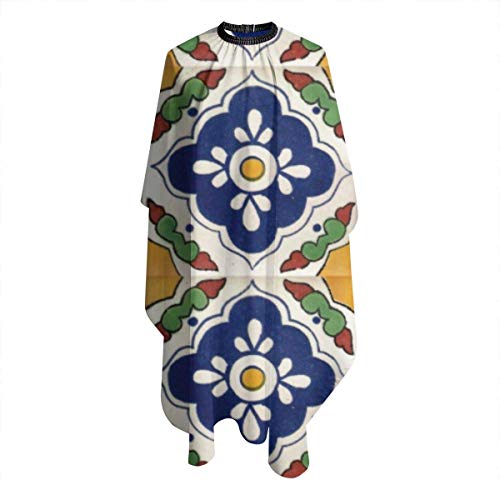 KIMIOE Capa Peluqueria Adulto Capa de Peluquería Impermeable Barber cloak,Mexican Talavera Tile Salon Hair Cutting Gown Barber Cape Cloth