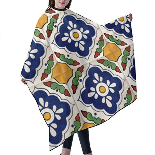 KIMIOE Capa Peluqueria Adulto Capa de Peluquería Impermeable Barber cloak,Mexican Talavera Tile Salon Hair Cutting Gown Barber Cape Cloth