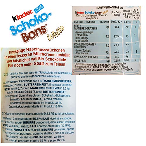KINDER huevos schokobons white bolsa 200 gr