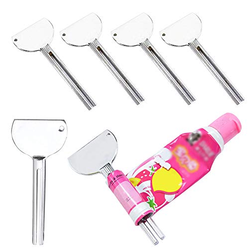 KINDPMA 5pcs Exprimidor Pasta de Dientes Exprimidor de Tubo Squeezer Metal Exprimidor de Pasta Dental Dispenser para Baño Crema Tubos de Pintura Mayonesa Tinte