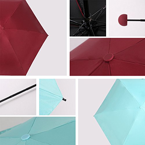 King Bomb Mini cápsula Paraguas súper Ligero pequeño Plegable con cápsula Caso Anti Ultravioleta Impermeable 5 Paraguas Plegable Viaje (Rosa)