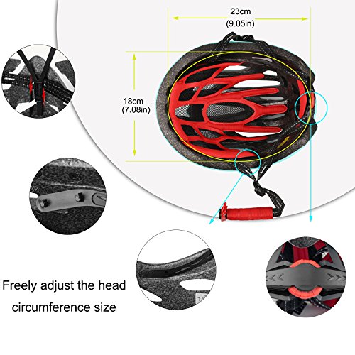 KINGLEAD Casco de Bicicleta con Luz de Seguridad y Visera de Protección, Casco de Ciclo Protegido Unisex Certificado CE para Andar en Bicicleta al Aire Libre Ajustable Superligero