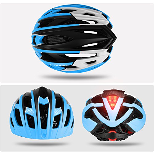 KINGLEAD Casco de Bicicleta con Luz de Seguridad y Visera de Protección, Casco de Ciclo Protegido Unisex Certificado CE para Andar en Bicicleta al Aire Libre Ajustable Superligero