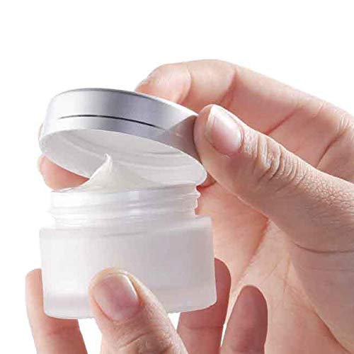 KingYH 2 Pieza 50ml Tarro Cosmetica Vacía de Vidrio Esmerilado Tarro con Tapa Interior Vacía Crema Rellenables Botella de Pot Recipiente para Salve Crema Facial Loción Aromaterapia